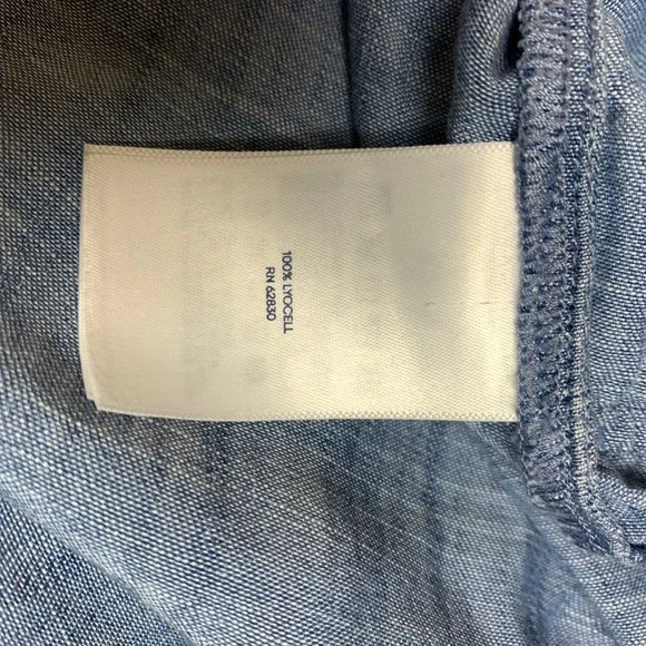 Lands End Shirt Dress Womens 2X Blue Denim Lyocell Button Front Midi Chambray - Picture 6 of 9